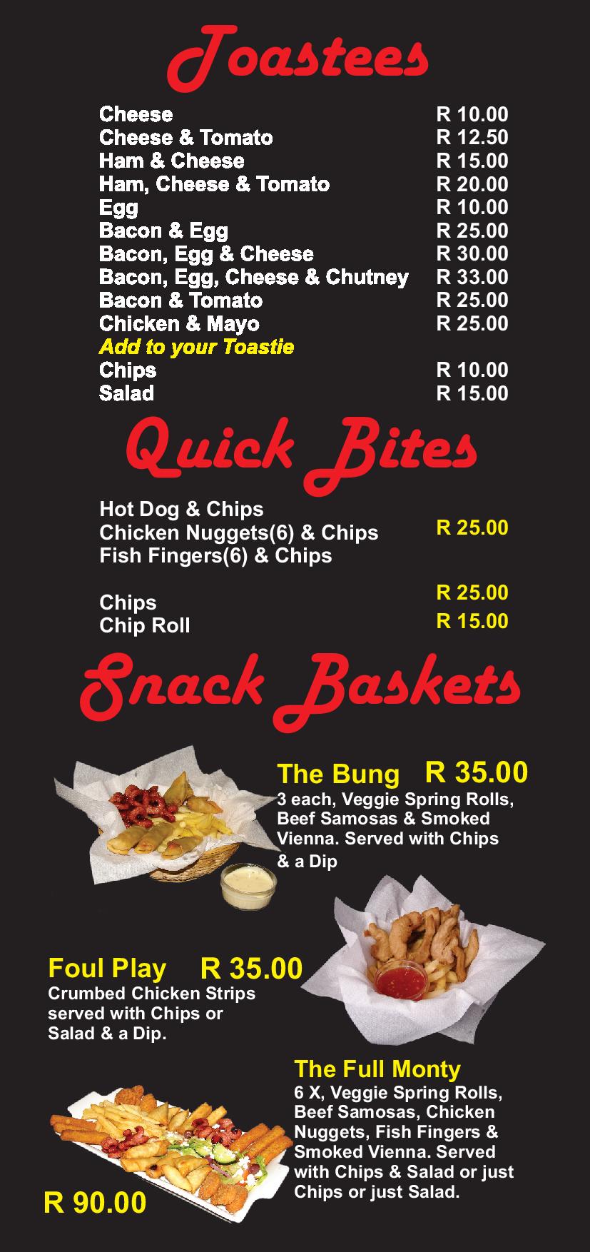 Toasties, Quick Bites & Snack Baskets